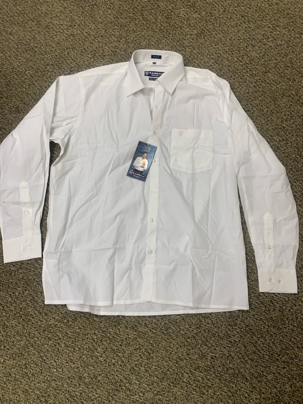 Ramraj White Long-Sleeve Button-Up Dress Shirt